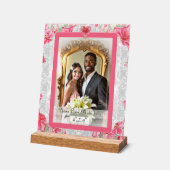 ハイビスカス&レースRED アクリルサイン (傾斜)