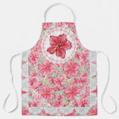 ハイビスカス&レースRED エプロン (正面)