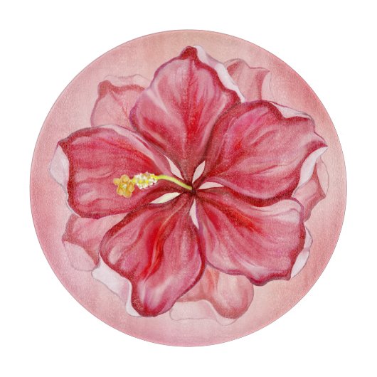 ハイビスカス&レースRED カッティングボード (正面)