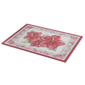 ハイビスカス&レースRED カッティングボード (角)