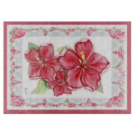 ハイビスカス&レースRED カッティングボード