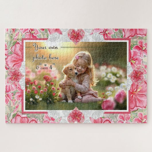 ハイビスカス&レースRED ジグソーパズル (横)