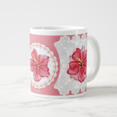 ハイビスカス&レースRED ジャンボコーヒーマグカップ (正面右)