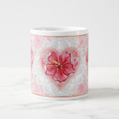 ハイビスカス&レースRED ジャンボコーヒーマグカップ (正面)