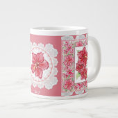 ハイビスカス&レースRED ジャンボコーヒーマグカップ (正面右)