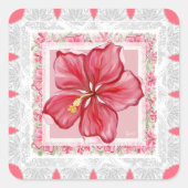 ハイビスカス&レースRED スクエアシール (正面)