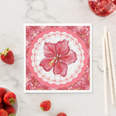 ハイビスカス&レースRED スタンダードランチョンナプキン (インサイチュ)
