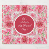 ハイビスカス&レースRED スパークリングワインラベル (シングルラベル)