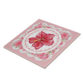 ハイビスカス&レースRED タイル (側面)