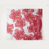 ハイビスカス&レースRED タペストリー (正面(横))