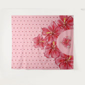 ハイビスカス&レースRED タペストリー (正面(横))