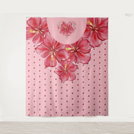 ハイビスカス&レースRED タペストリー