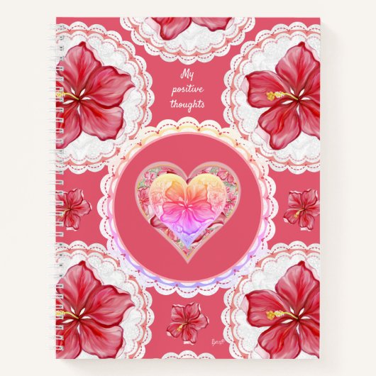 ハイビスカス&レースRED ノートブック (正面)