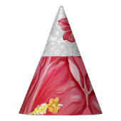 ハイビスカス&レースRED パーティーハット (左)