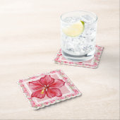 ハイビスカス&レースRED ペーパーコースター (インサイチュ)