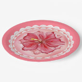 ハイビスカス&レースRED ペーパープレート (アングル)