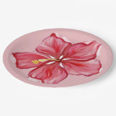 ハイビスカス&レースRED ペーパープレート (アングル)