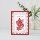 ハイビスカス&レースRED ポストカード (スタンド正面)