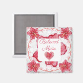 ハイビスカス&レースRED マグネット (正面/裏面)