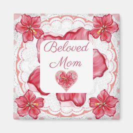 ハイビスカス&レースRED マグネット