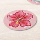 ハイビスカス&レースRED ラウンドペーパーコースター (アングル)