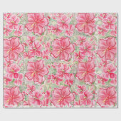 ハイビスカス&レースRED ラッピングペーパー (フラット)