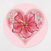 ハイビスカス&レースRED ラベル (デザイン1)