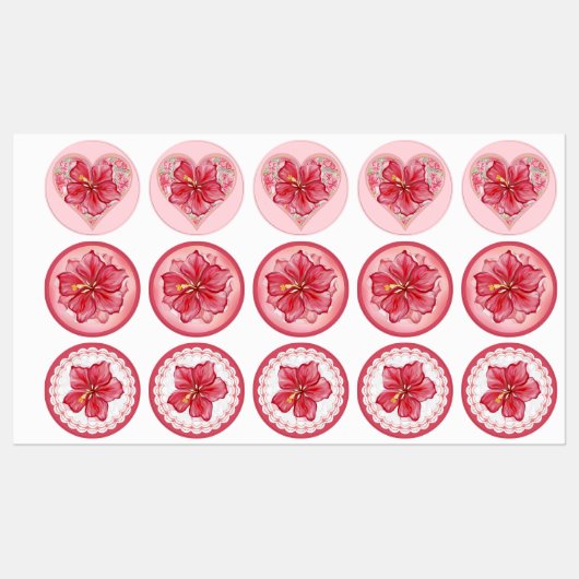 ハイビスカス&レースRED ラベル (シート)