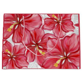 ハイビスカス&レースRED ラージペーパーバッグ (正面)