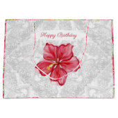 ハイビスカス&レースRED ラージペーパーバッグ (正面)