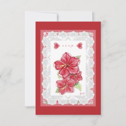 ハイビスカス&レースRED 出欠カード (正面)