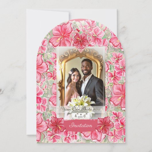 ハイビスカス&レースRED 招待状 (正面)