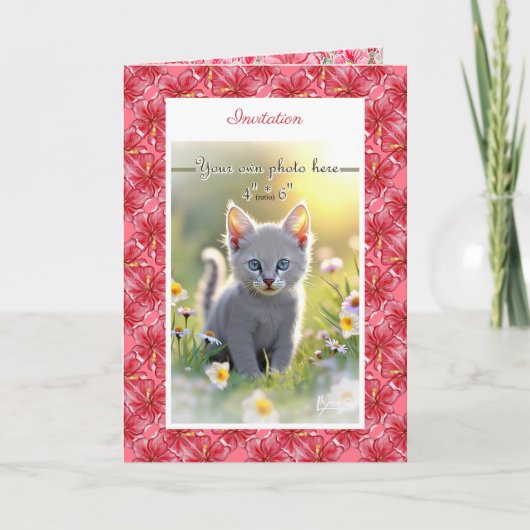 ハイビスカス&レースRED 招待状 (正面)