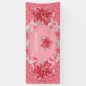 ハイビスカス&レースRED 横断幕 (縦)