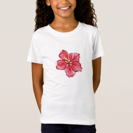ハイビスカス&レースRED Tシャツ (正面)