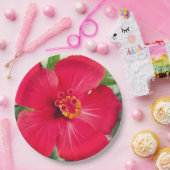 ハイビスカス・ロサ・シネンシスの赤い花 ペーパープレート (パーティー)