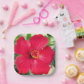 ハイビスカス・ローザ・シネンシスの紅花 ペーパープレート (パーティー)