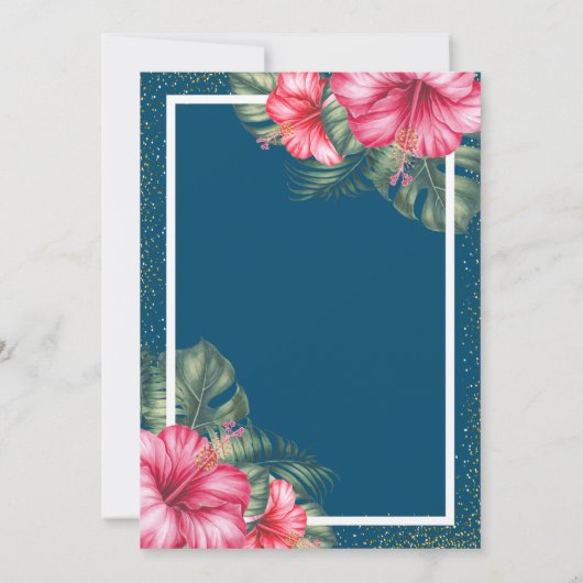 ハイビスカス、卒業キャップブルーキンセアニラ 招待状 (裏面)