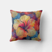 ハイビスカス – 水彩デコ花1 クッション (裏面)