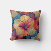 ハイビスカス – 水彩デコ花1 クッション (正面)