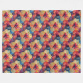 ハイビスカス – 水彩デコ花1 フリースブランケット (正面(横))