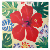 ハイビスカス（赤） タイル (正面)