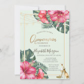 ハイビスカス、金ゴールドヒールグリッターキンセアニェラ 招待状 (正面)
