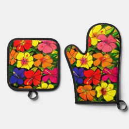 ハイビスカス 鍋つかみ&鍋敷きセット