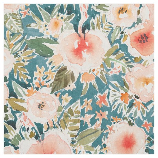 ハイビスカスNIGHTSWEATSの熱帯花柄 ファブリック (見本)