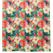 ハイビスカラフルカスパターン シャワーカーテン (正面)