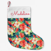 ハイビスカラフルカスパターン|名前の追加 スモールクリスマスストッキング (正面)