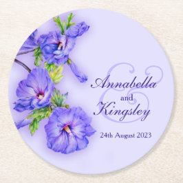 ハイビ結婚スカスブルーウォーターカラー紙コースター ラウンドペーパーコースター