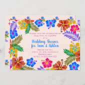 ハイビ縁どスウェディングシャワー熱帯花イン 招待状 (正面/裏面)