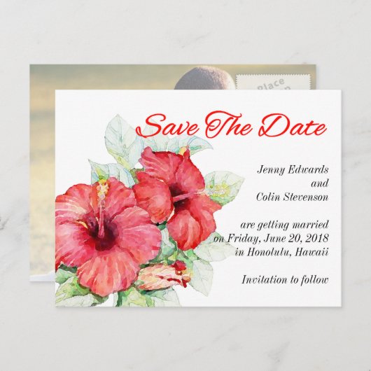 ハイビ芸術的スカスの花の日付写真を保存 案内ポストカード (正面/裏面)